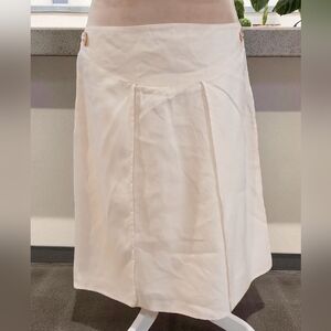 Emporio Armani White Linen Blend Womans Midi Skirt Size 12 Old Money Clean Girl